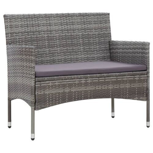 Garden Bench 105cm Poly Rattan Grey
