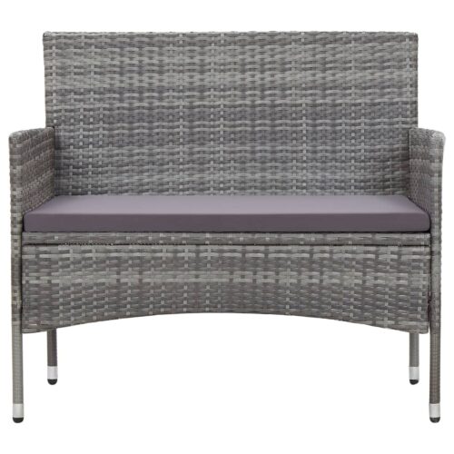 Garden Bench 105cm Poly Rattan Grey - Image 2