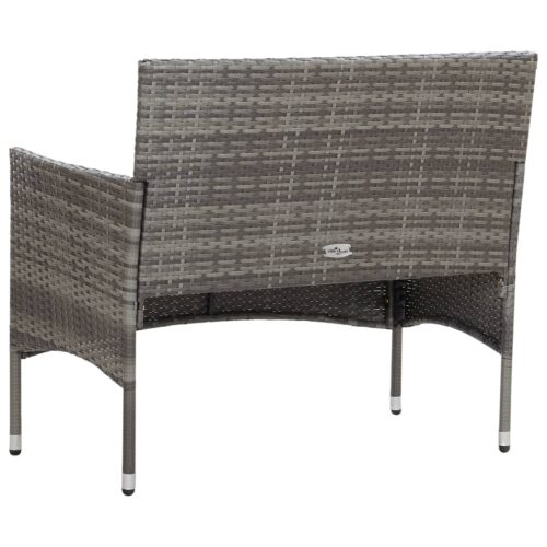 Garden Bench 105cm Poly Rattan Grey - Image 4