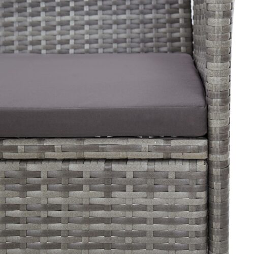 Garden Bench 105cm Poly Rattan Grey - Image 5