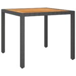Garden Table Black 90x90x75cm Poly Rattan