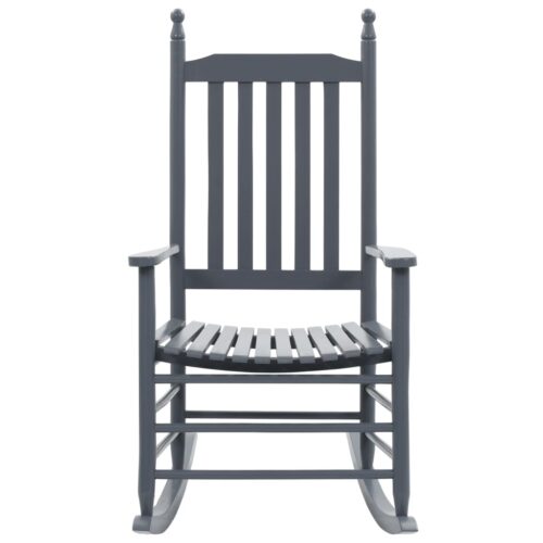 Rocking Chair with Curved Seat Grey Poplar Wood - Image 2