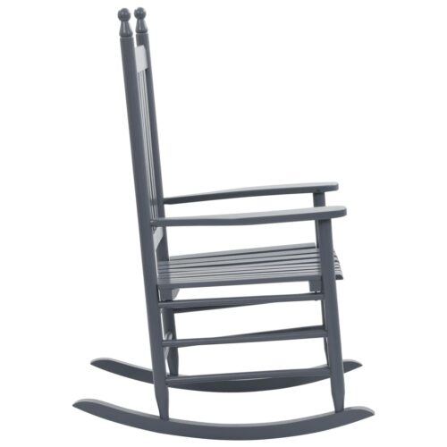 Rocking Chair with Curved Seat Grey Poplar Wood - Image 3