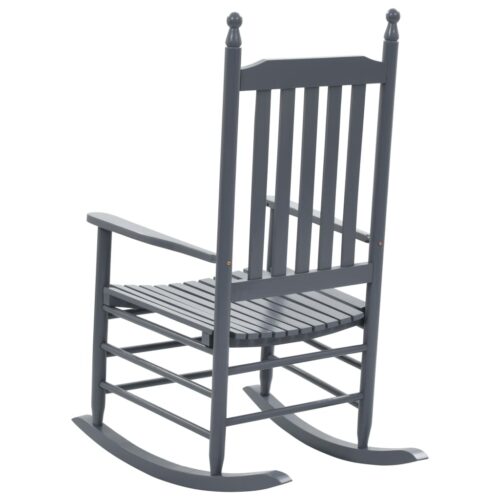 Rocking Chair with Curved Seat Grey Poplar Wood - Image 4