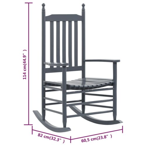 Rocking Chair with Curved Seat Grey Poplar Wood - Image 8
