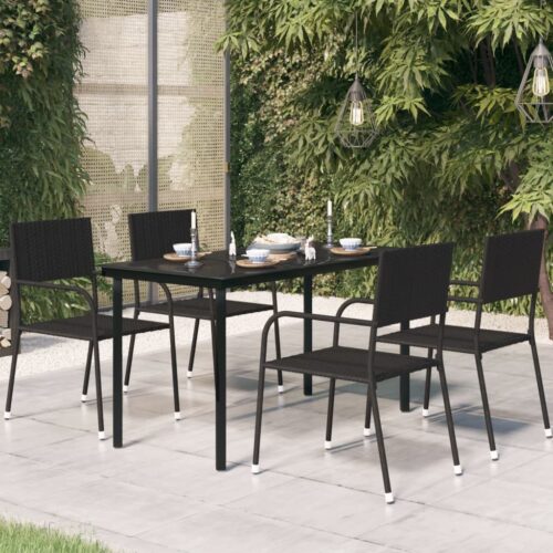 Garden Dining Table Black 140x70x74cm Steel Glass - Image 7