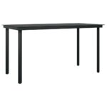 Garden Dining Table Black 140x70x74cm Steel Glass