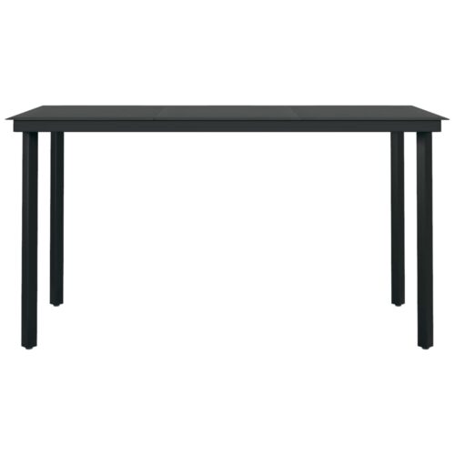 Garden Dining Table Black 140x70x74cm Steel Glass - Image 3