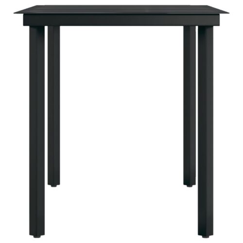 Garden Dining Table Black 140x70x74cm Steel Glass - Image 4