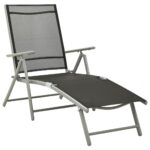 Folding Sun Lounger Textilene Aluminium Black Silver