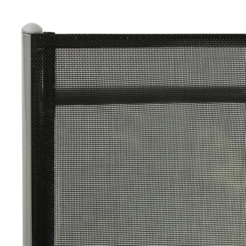 Folding Sun Lounger Textilene Aluminium Black Silver - Image 8