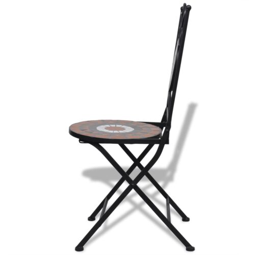 Folding Bistro Chairs 2pcs Ceramic Terracotta White - Image 6