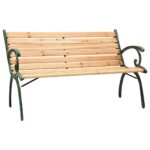 Garden Bench 123cm Cast Iron Solid Firwood