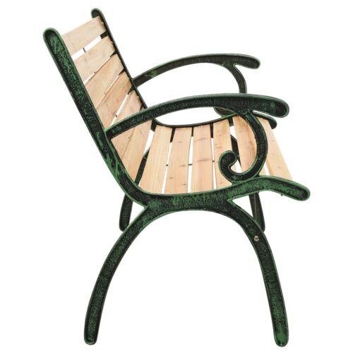 Garden Bench 123cm Cast Iron Solid Firwood - Image 3