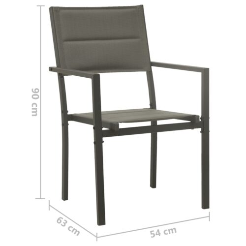 Garden Chairs 2pcs Textilene Steel Grey Anthracite - Image 8