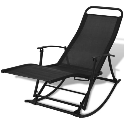 Garden Rocking Chair Steel Textilene Black