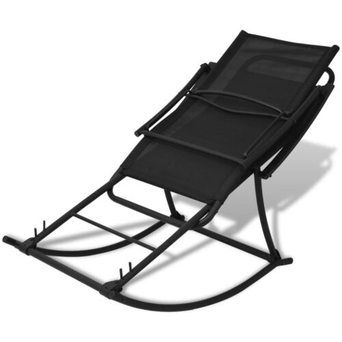 Garden Rocking Chair Steel Textilene Black - Image 3