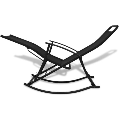 Garden Rocking Chair Steel Textilene Black - Image 4