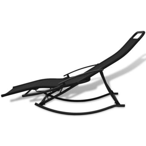 Garden Rocking Chair Steel Textilene Black - Image 5