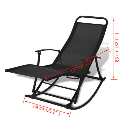 Garden Rocking Chair Steel Textilene Black - Image 8