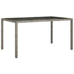 Garden Table 150x90x75cm Tempered Glass Poly Rattan Grey