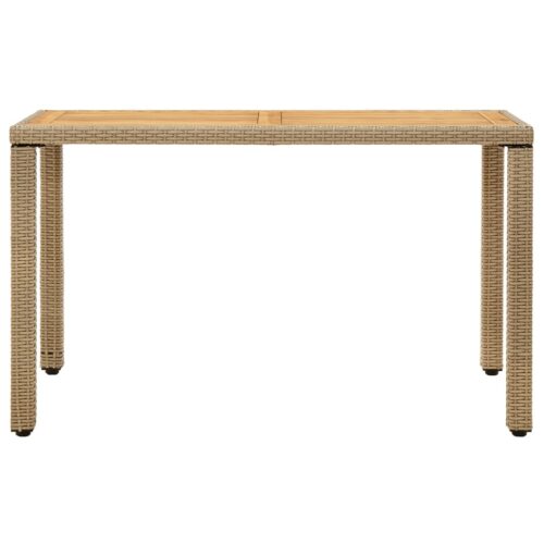 Garden Table Beige 123x60x74cm Poly Rattan Solid Wood Acacia - Image 2