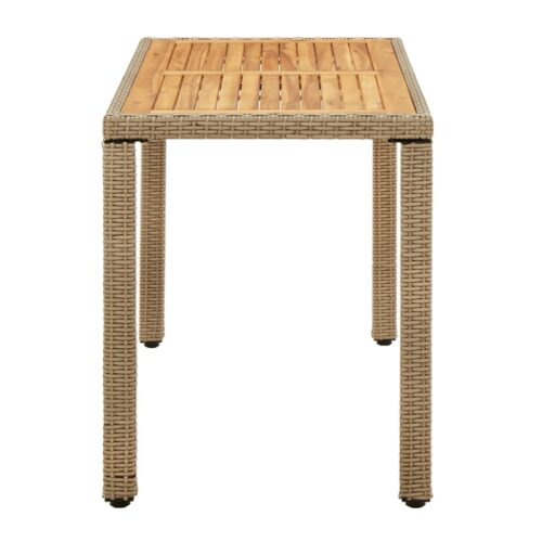 Garden Table Beige 123x60x74cm Poly Rattan Solid Wood Acacia - Image 3