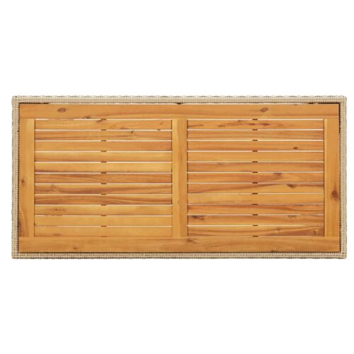 Garden Table Beige 123x60x74cm Poly Rattan Solid Wood Acacia - Image 4