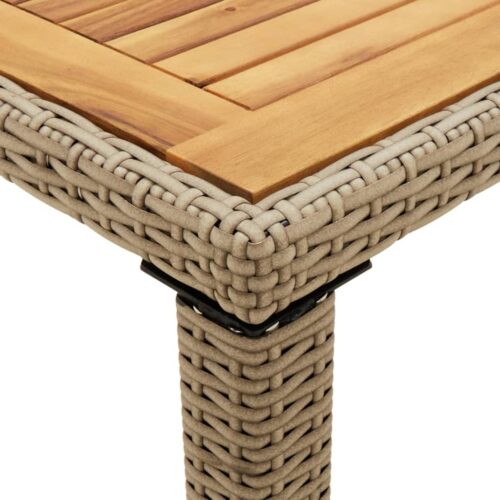 Garden Table Beige 123x60x74cm Poly Rattan Solid Wood Acacia - Image 5
