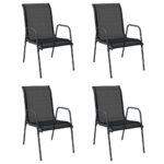 Garden Chairs 4pcs Steel Textilene Black
