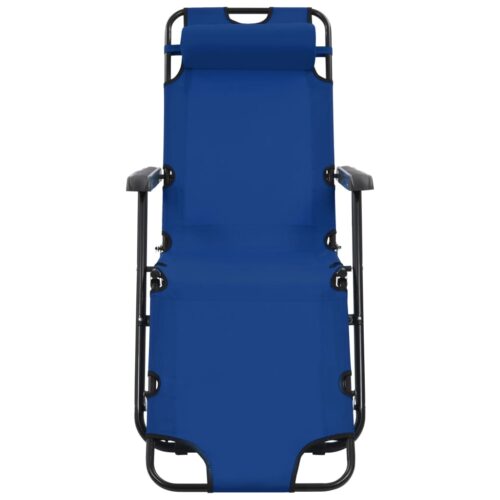 Folding Sun Loungers 2pcs with Footrests Steel Blue - Image 3