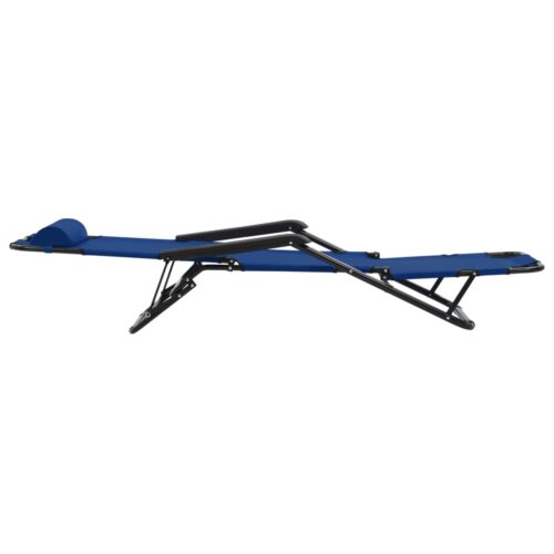 Folding Sun Loungers 2pcs with Footrests Steel Blue - Image 6