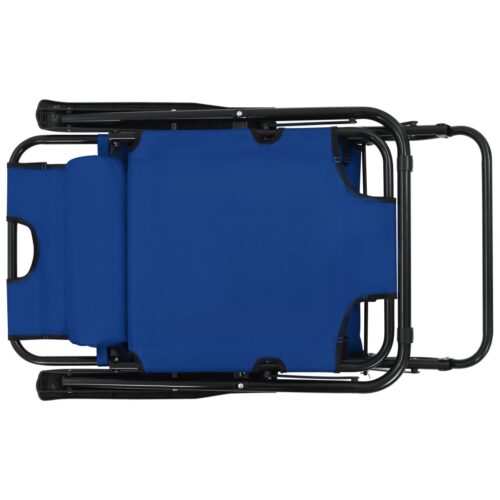 Folding Sun Loungers 2pcs with Footrests Steel Blue - Image 8