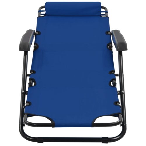 Folding Sun Loungers 2pcs with Footrests Steel Blue - Image 9