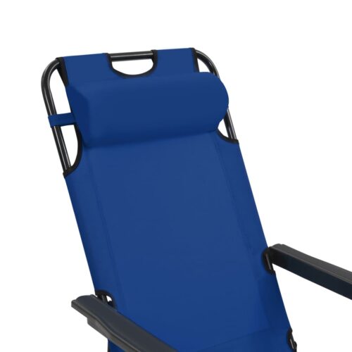 Folding Sun Loungers 2pcs with Footrests Steel Blue - Image 10