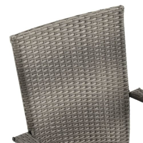 Stackable Outdoor Chairs 2pcs Grey Poly Rattan - Image 7