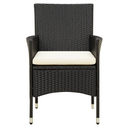 Garden Chairs with Cushions 2pcs Poly Rattan Black - Image 3