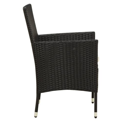 Garden Chairs with Cushions 2pcs Poly Rattan Black - Image 4