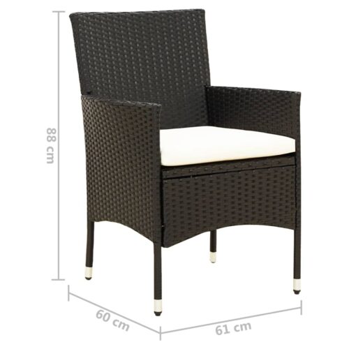 Garden Chairs with Cushions 2pcs Poly Rattan Black - Image 7