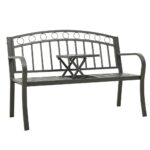 Garden Bench with Table Grey 120cm Steel