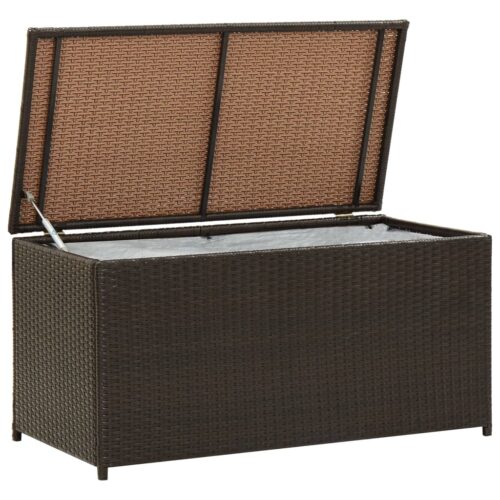 Garden Storage Box Poly Rattan 100x50x50cm Brown