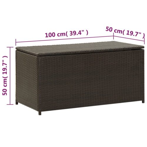 Garden Storage Box Poly Rattan 100x50x50cm Brown - Image 9