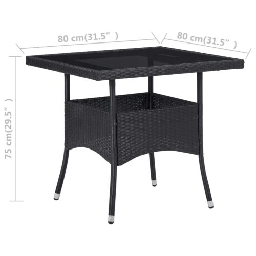 Outdoor Dining Table Black Poly Rattan Glass - Image 4