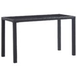 Garden Table Black 123x60x74cm Poly Rattan