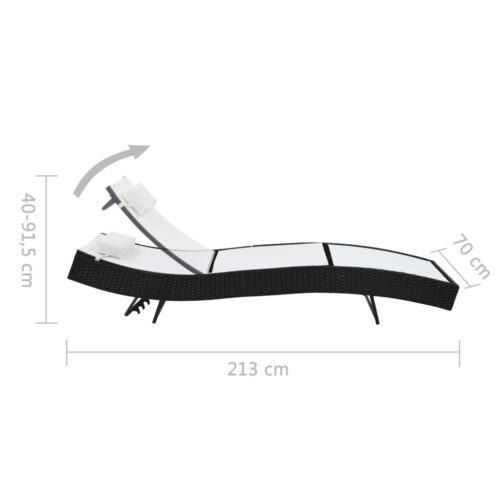 Sun Lounger with Pillow Poly Rattan Black - Image 6