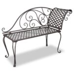 Garden Chaise Lounge 128cm Steel Antique Brown