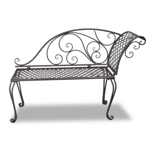 Garden Chaise Lounge 128cm Steel Antique Brown - Image 2