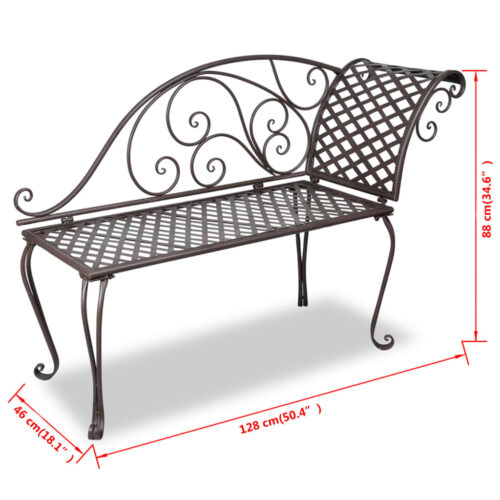 Garden Chaise Lounge 128cm Steel Antique Brown - Image 5