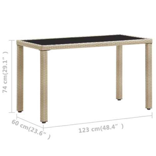 Garden Table Beige 123x60x74cm Poly Rattan - Image 5