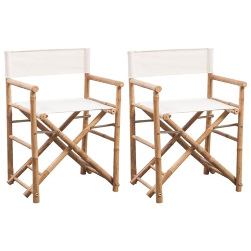 Folding Director's Chair 2pcs Bamboo Canvas